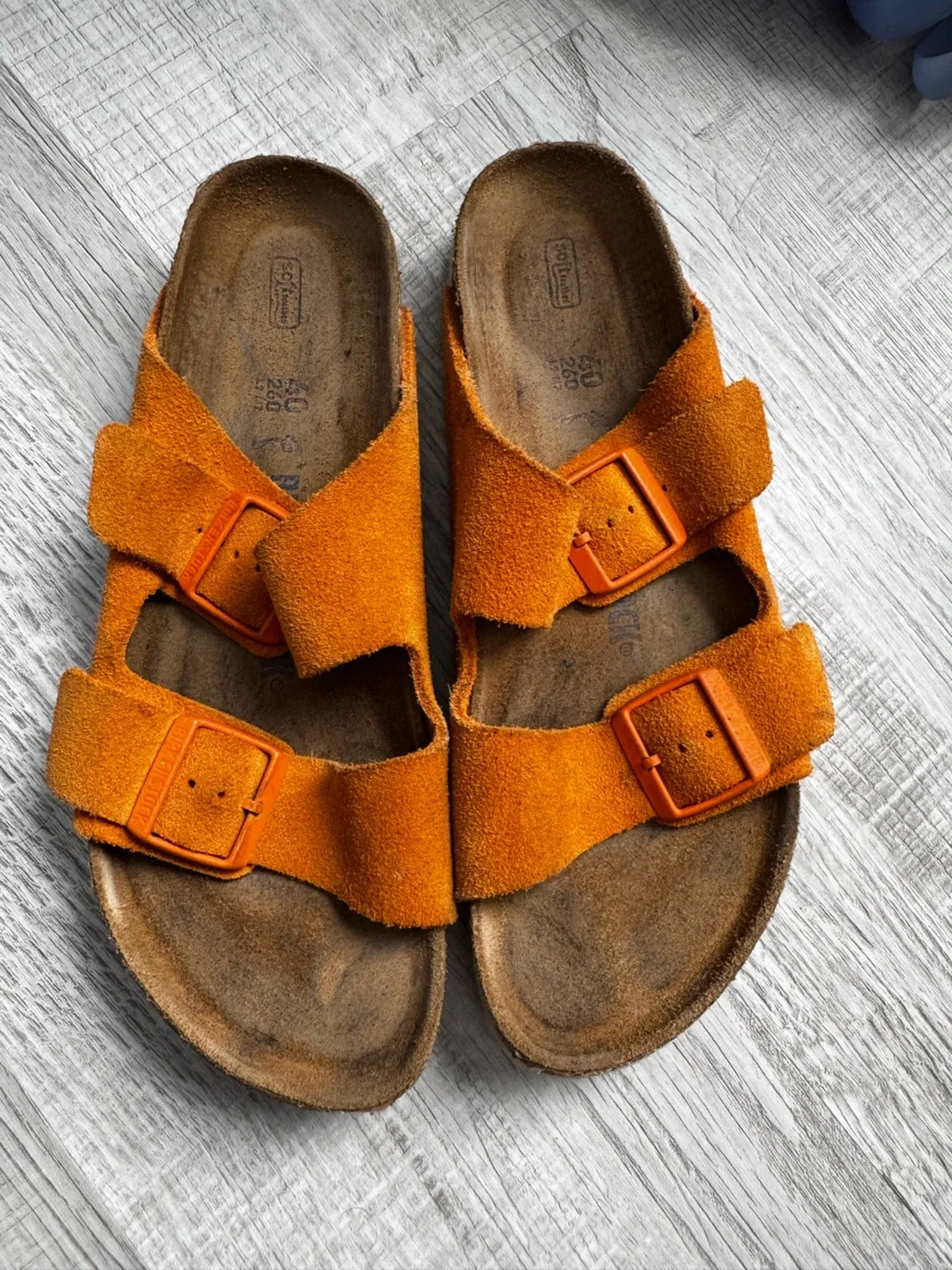 Birkenstock Kids Orange Suede Two-Buckle Sandals